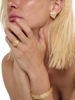 TUTTI Flat Heart Stud Earrings, Gold - view 2, Gold