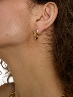 TUTTI Soft Square Double Drop Earrings, Gold - view 2, Gold