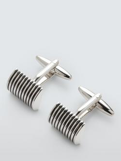 John Lewis Ribbed Dome Cufflinks, Silver, Silver