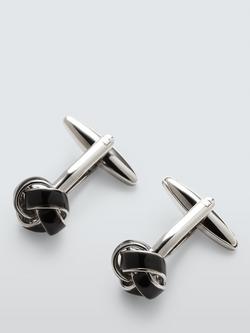 John Lewis Swirl Knot Cufflinks, Silver, Black