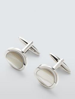 John Lewis Round Mother of Pearl Cufflinks, White, White