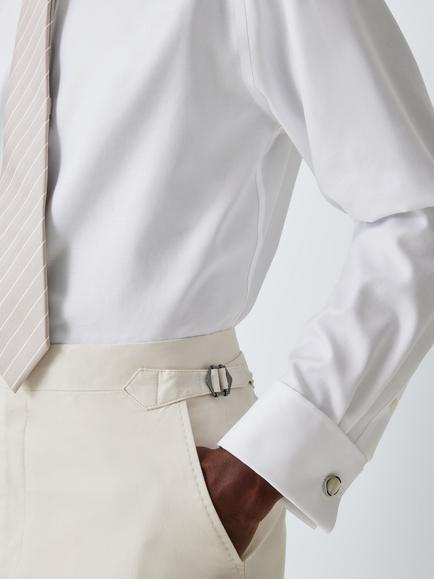 John Lewis Round Mother of Pearl Cufflinks, White - view 2, White