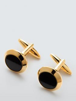John Lewis Round Onyx Cufflinks, Gold, Gold