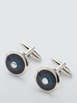 John Lewis Round Enamel Cufflinks, Navy, Navy