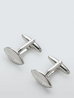John Lewis Rugby Ball Cufflinks, Silver, Silver