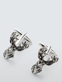 John Lewis Stag Cufflinks, Silver, Silver