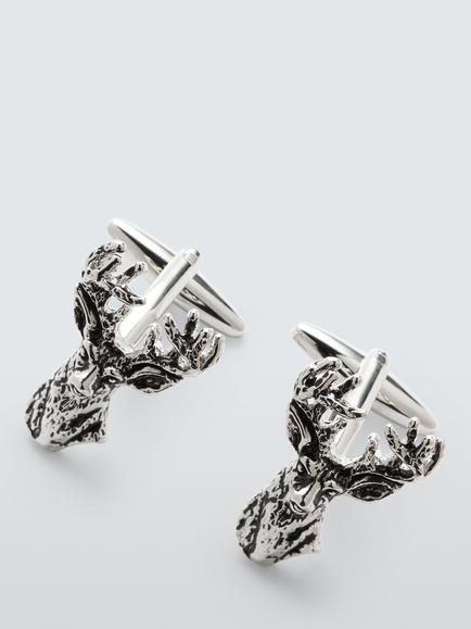 John Lewis Stag Cufflinks, Silver, Silver