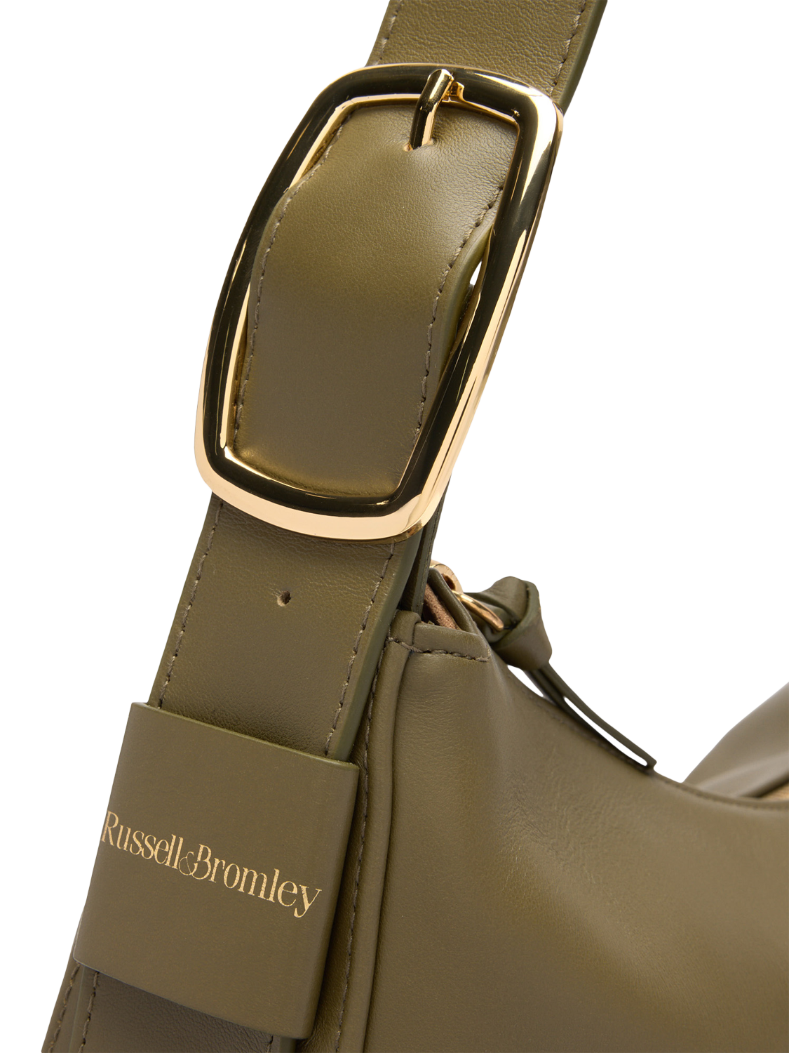 Product image 3 of 4, which shows Russell & Bromley Sutton Leather Large Oval Shoulder Bag, Green