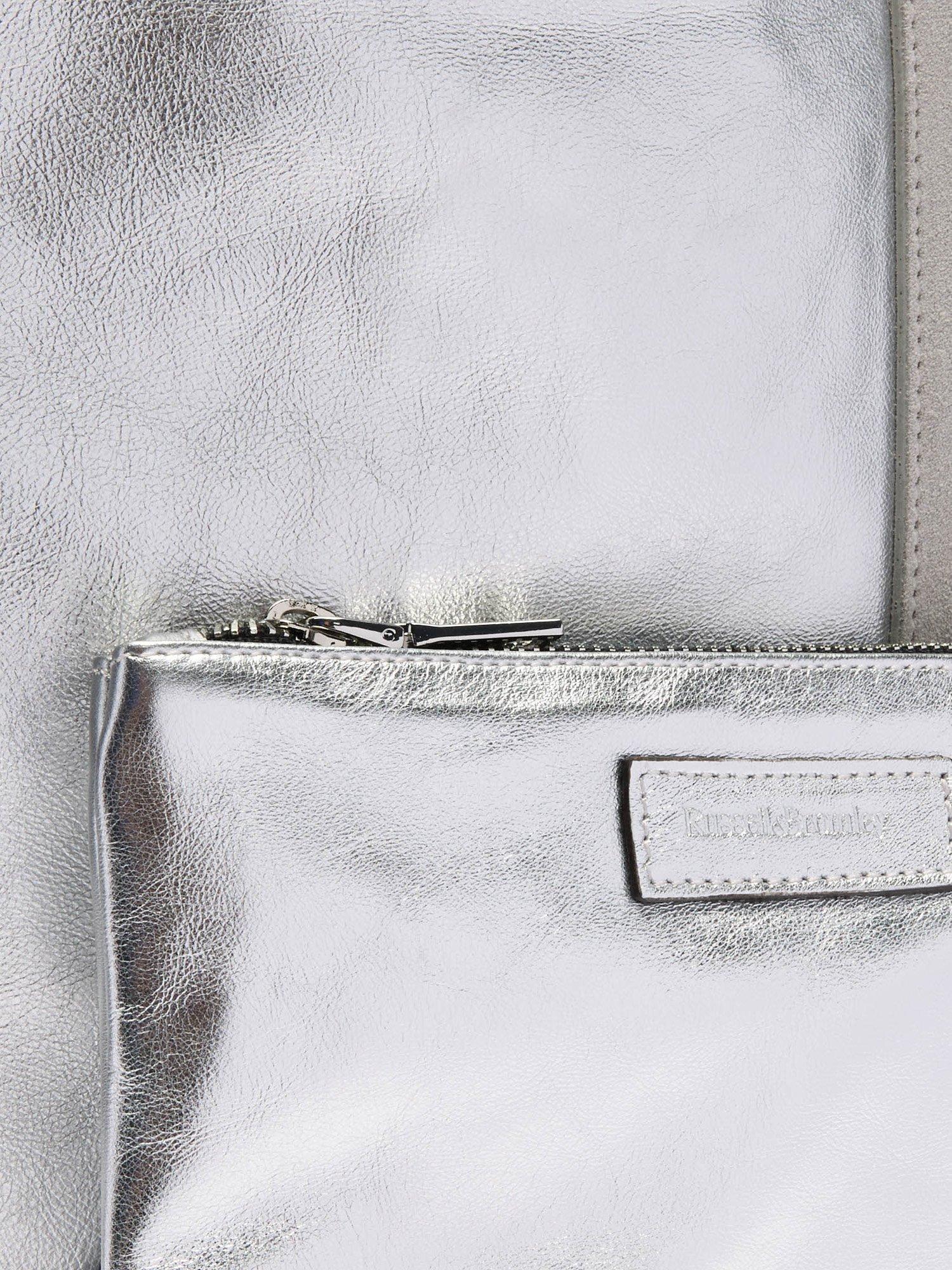 Product image 3 of 5, which shows Russell & Bromley Beverley Leather North/South Tote Bag, Silver