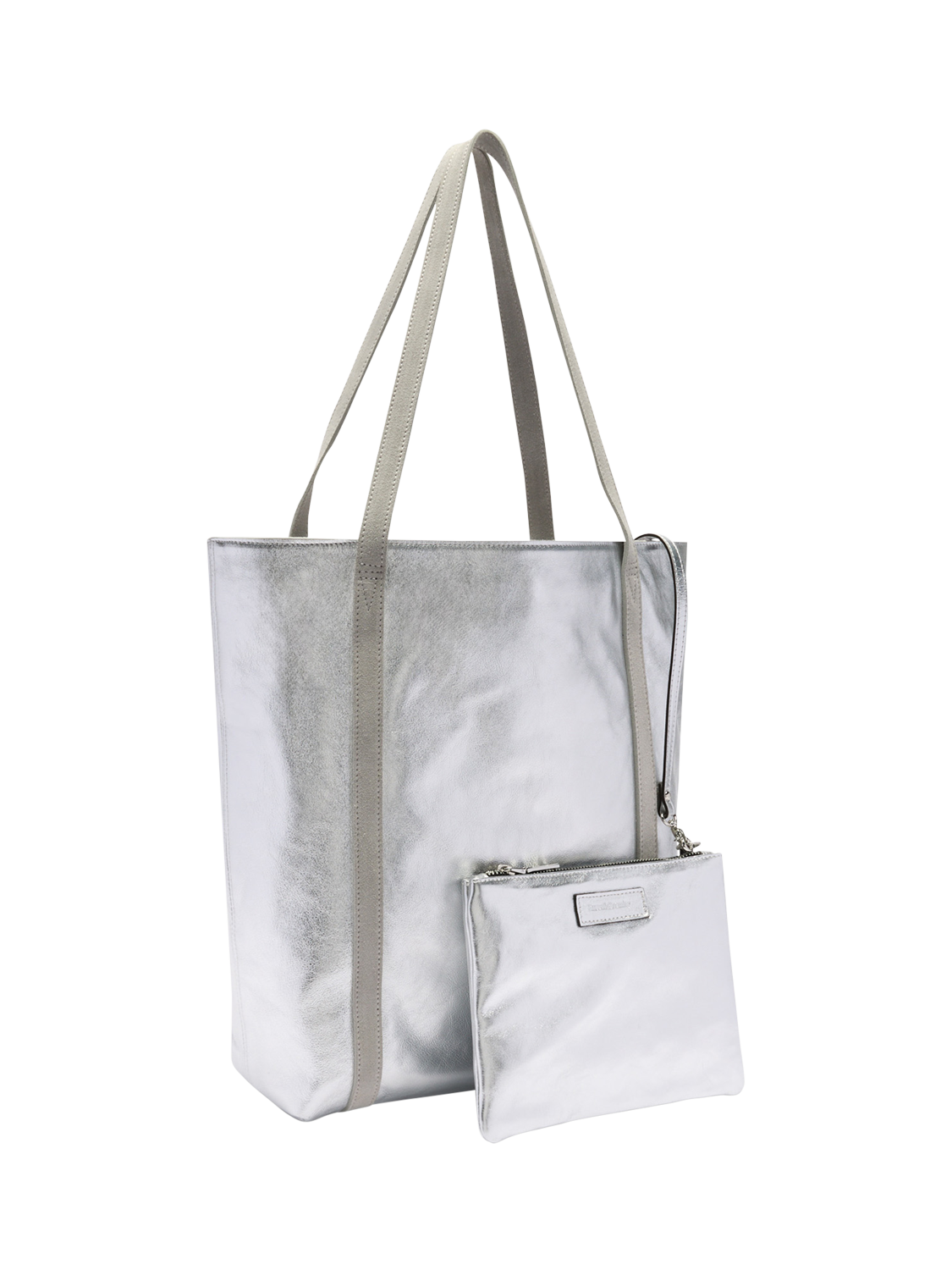 Product image 5 of 5, which shows Russell & Bromley Beverley Leather North/South Tote Bag, Silver