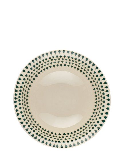 nkuku Juniper Drop Ceramic Dinnerware Set, 12 Piece, Cream/Green, Cream & Green