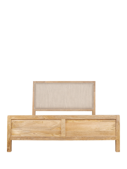 nkuku Sanja Stripe Mango Wood Bed Frame, King Size, Natural/Cream - view 2, Natural