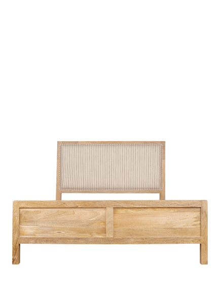 nkuku Sanja Stripe Mango Wood Bed Frame, King Size, Natural/Cream - view 2, Natural