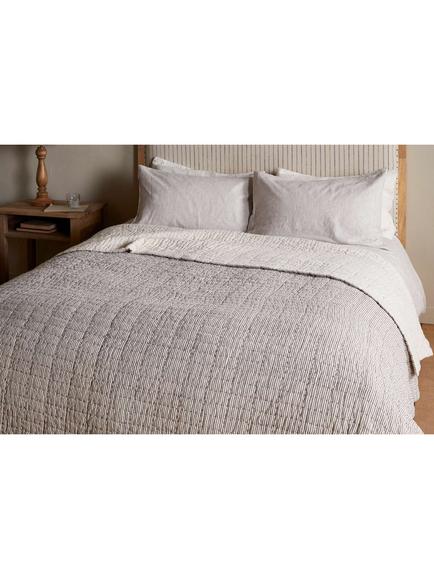 nkuku Dipti Quilted Bedspread, Cream/Black - view 2, Cream & Black