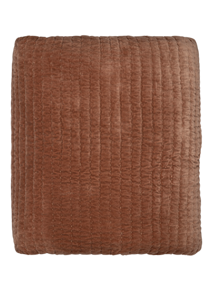 nkuku Nidra Quilted Bedspread, Rust, Rust