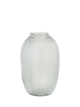 nkuku Linsy Ribbed Glass Vase, H40cm, Clear