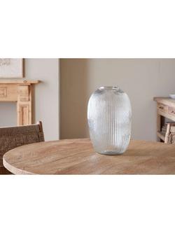 nkuku Linsy Ribbed Glass Vase, H40cm, Clear - view 2, 