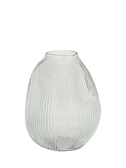 nkuku Linsy Ribbed Glass Vase, H30cm, Clear, 