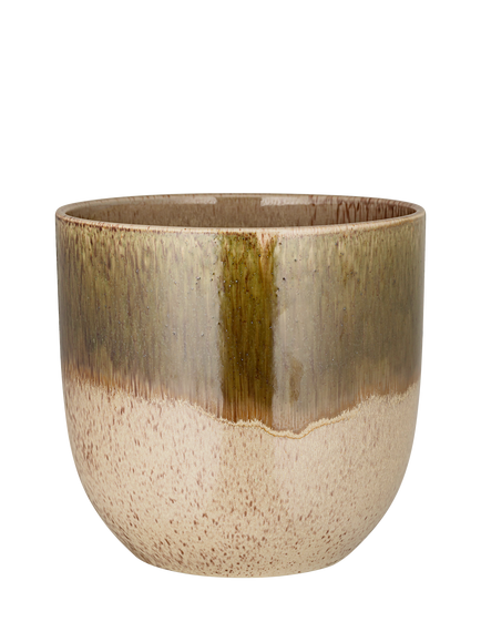 nkuku Almeida Large Ceramic Indoor Plant Pot, 23.5cm, Green/Cream, Green/Cream
