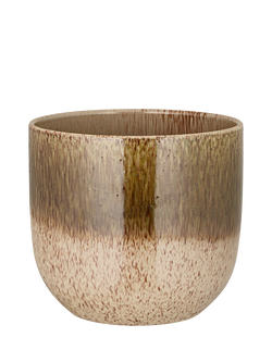 nkuku Almeida Medium Ceramic Indoor Plant Pot, 19.5cm, Green/Cream, Green/Cream