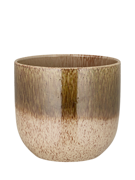 nkuku Almeida Medium Ceramic Indoor Plant Pot, 19.5cm, Green/Cream, Green/Cream