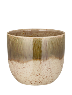 nkuku Almeida Small Ceramic Indoor Plant Pot, 17.5cm, Green/Cream, Green/Cream