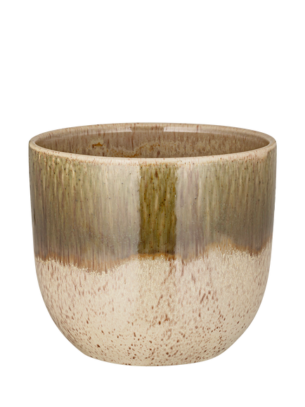 nkuku Almeida Small Ceramic Indoor Plant Pot, 17.5cm, Green/Cream, Green/Cream