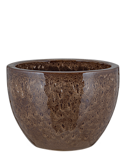 nkuku Dunai Medium Terracotta Indoor/Outdoor Planter, 35cm, Dark Brown, Dark Brown