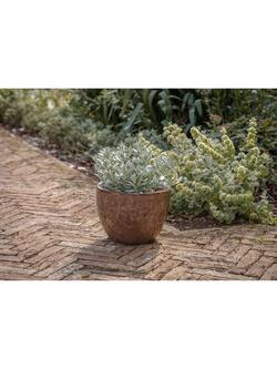 nkuku Dunai Small Terracotta Indoor/Outdoor Planter, 27cm, Metallic Copper - view 2, Metallic Copper