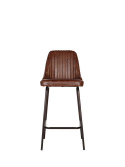 nkuku Harsha Leather Counter Chair, Chocolate Brown, Chocolate Brown