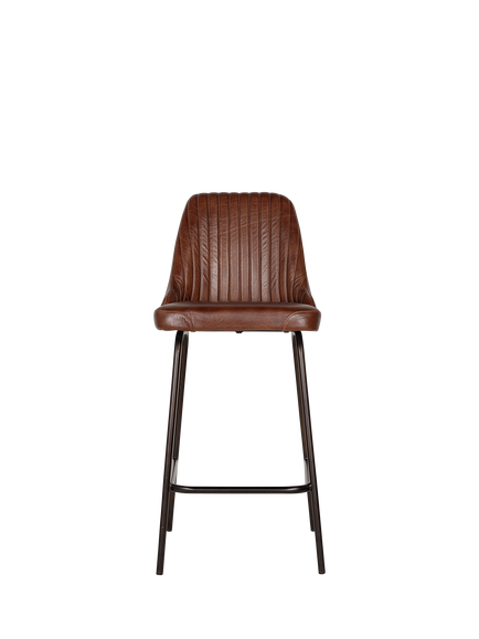 nkuku Harsha Leather Counter Chair, Chocolate Brown, Chocolate Brown