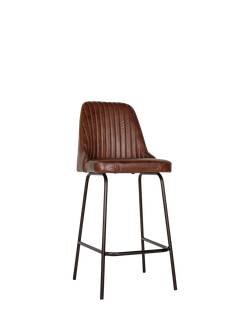 nkuku Harsha Leather Counter Chair, Chocolate Brown - view 2, Chocolate Brown