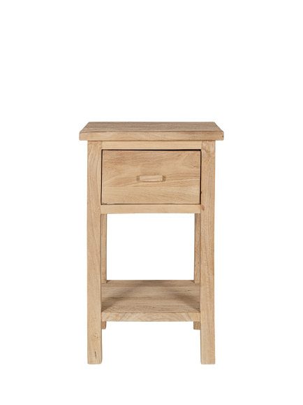 nkuku Vivan 1 Drawer Mango Wood Bedside Table, Natural Wood, Natural Wood