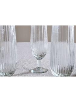 nkuku Otuba Ribbed Glass Champagne Flute, Set of 4, 300ml, Clear - view 2, Clear