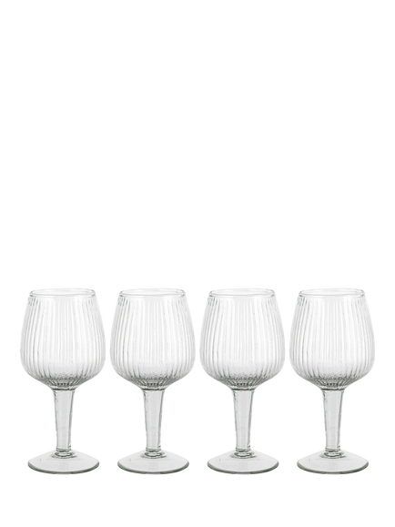 nkuku Otuba Ribbed Wine Glass, Set of 4, 450ml, Clear, Clear