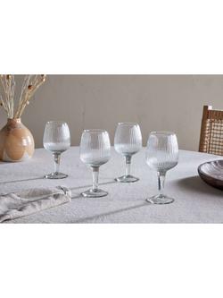 nkuku Otuba Ribbed Wine Glass, Set of 4, 450ml, Clear - view 2, Clear