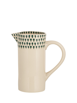nkuku Juniper Drop Small Ceramic Jug, 500ml, Cream/Green, Cream & Green