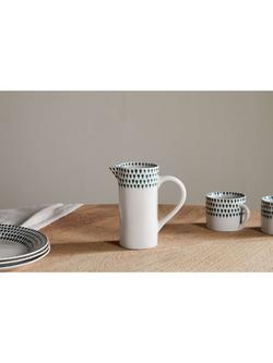 nkuku Juniper Drop Small Ceramic Jug, 500ml, Cream/Green - view 2, Cream & Green