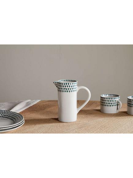 nkuku Juniper Drop Small Ceramic Jug, 500ml, Cream/Green - view 2, Cream & Green