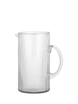 nkuku Otuba Ribbed Glass Jug, 2.25L, Clear, Clear