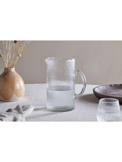 nkuku Otuba Ribbed Glass Jug, 2.25L, Clear - view 2, Clear
