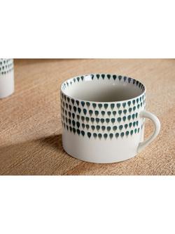 nkuku Juniper Drop Ceramic Mug, Set of 2, 370ml, Cream/Green - view 2, Cream & Green