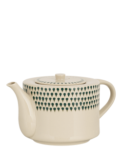 nkuku Juniper Drop Ceramic Large Teapot, 1.5L, Cream/Green - view 2, Cream & Green