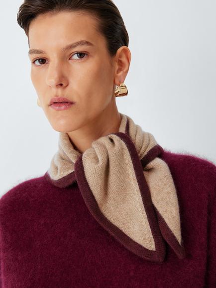 John Lewis Cashmere Scarf, Camel/Berry