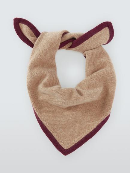 John Lewis Cashmere Scarf - view 2, Camel/Berry