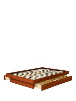 MADE Robyn Upholstered Platform Bed Frame with Drawers, King Size, Orange, Orange