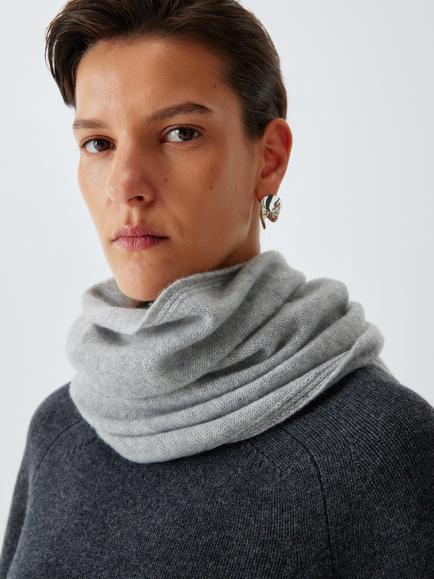 John Lewis Plain Cashmere Snood, Light Grey