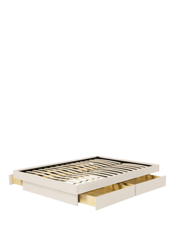 MADE Robyn Upholstered Platform Bed Frame with Drawers, King Size, Oatmeal, Oak