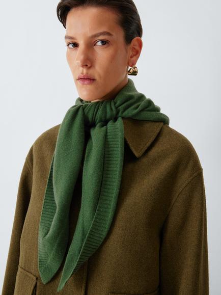 John Lewis Cashmere Triangle Scarf, Mid Green