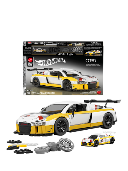 Hot Wheels Mattel Brick Shop '15 Audi R8 LMS Buildable Toy Car Set, Multi